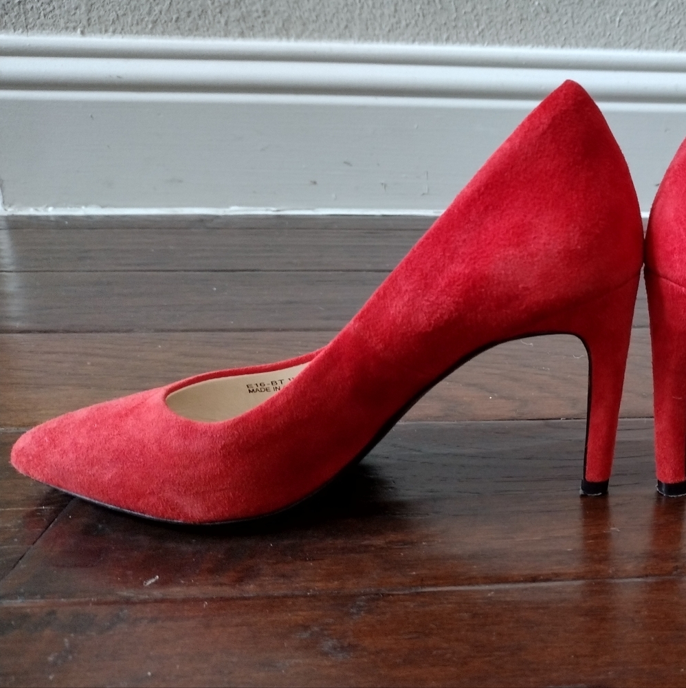 Cole Haan Red Suede Heels - Picture 2 of 10